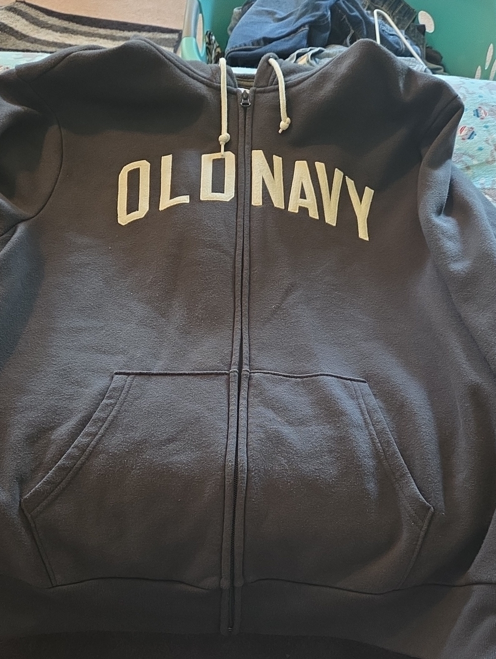 Old Navy Dark Gray Zip Hoodie with Logo